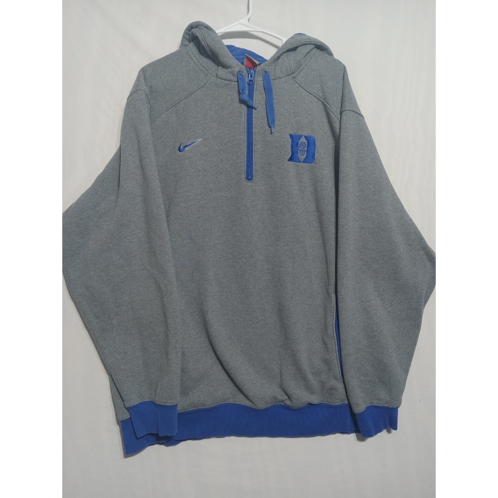 Vintage Nike Duke Blue Devils Men's 1/4 Zip Hoodie Gray/Blue 2000S Sz Xl